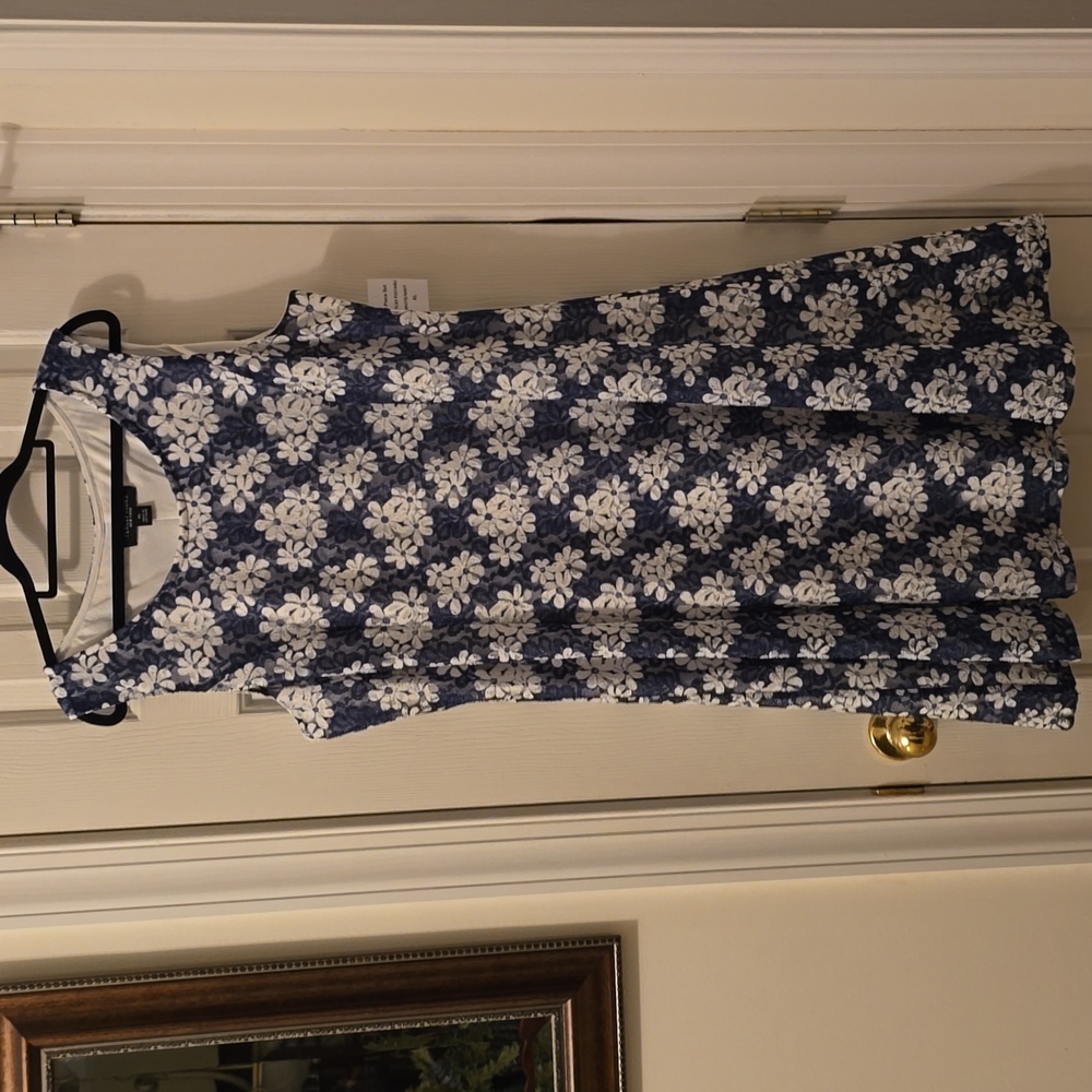 PERCEPTIONS NEW YORK BRAND WOMEN'S BLUE & WHITE SLEEVELESS DRESS SIZE XL
